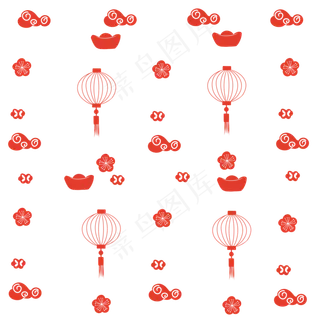 红色的元宝新年底纹,免抠元素