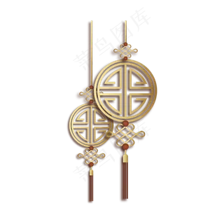 中国风金色中国结,免抠元素