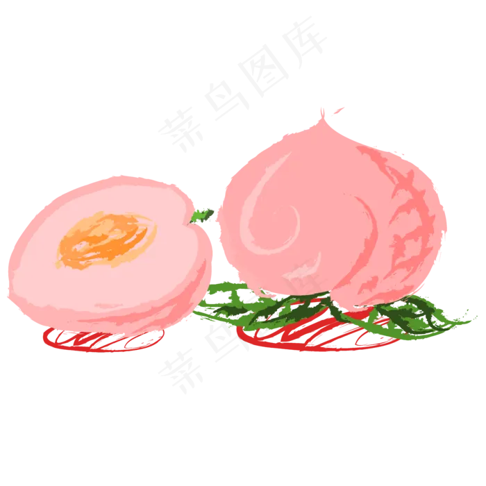 商用手绘矢量扁平化热带水果桃子(2000X2000(DPI:150))ai矢量模版下载