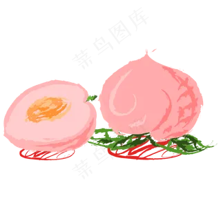 商用手绘矢量扁平化热带水果桃子