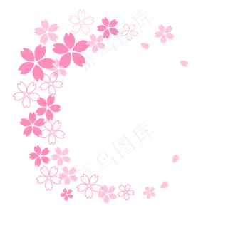 春季粉色樱花边框卡通素材下载,免抠元素