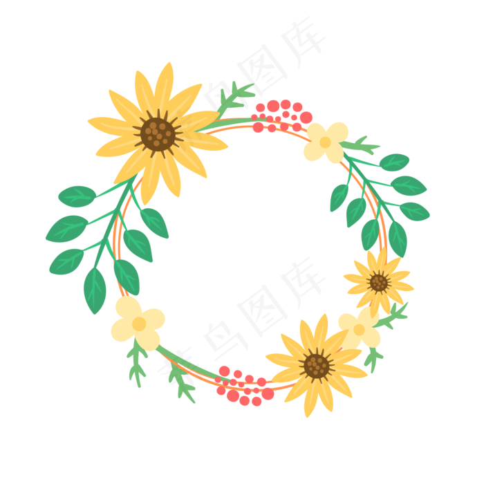 夏天夏至花朵花环免扣素材