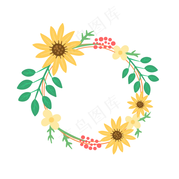 夏天夏至花朵花环免扣素材ai矢量模版下载