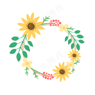 夏天夏至花朵花环免扣素材