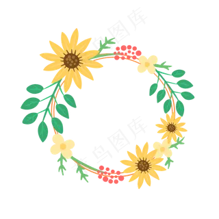 夏天夏至花朵花环免扣素材