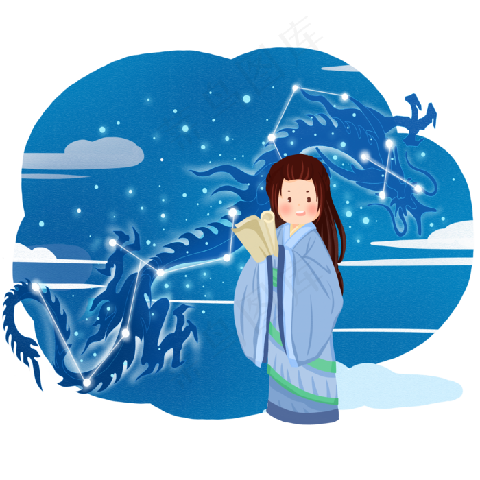 二月二龙抬头星宫龙插画,免抠元素