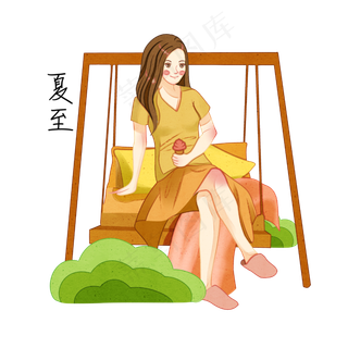 夏至荡秋千女孩