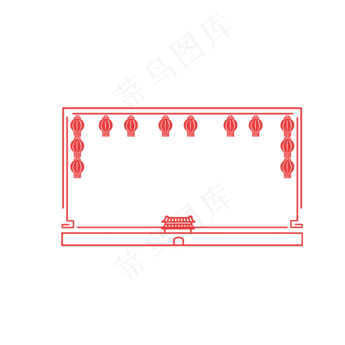 红色贺新年边框免扣图,免抠元素(2000X2000(DPI:300))psd模版下载