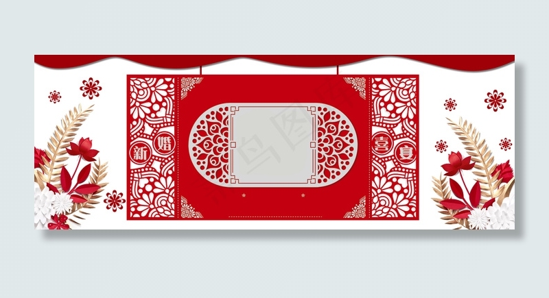 红色中国风结婚喜庆背景轮播