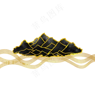 黑金水墨山水国潮插图