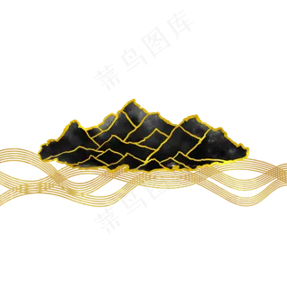 黑金水墨山水国潮插图
