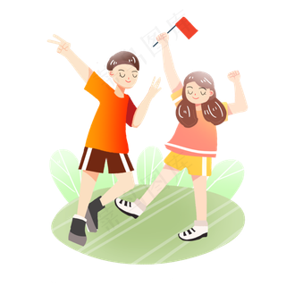 七一欢庆建党节男生女生素材