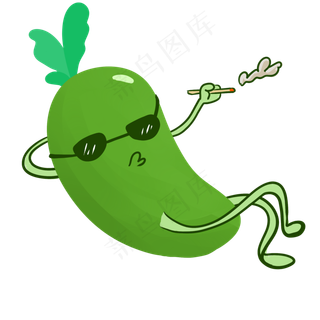 安逸的躺着抽烟戴墨镜的大萝卜