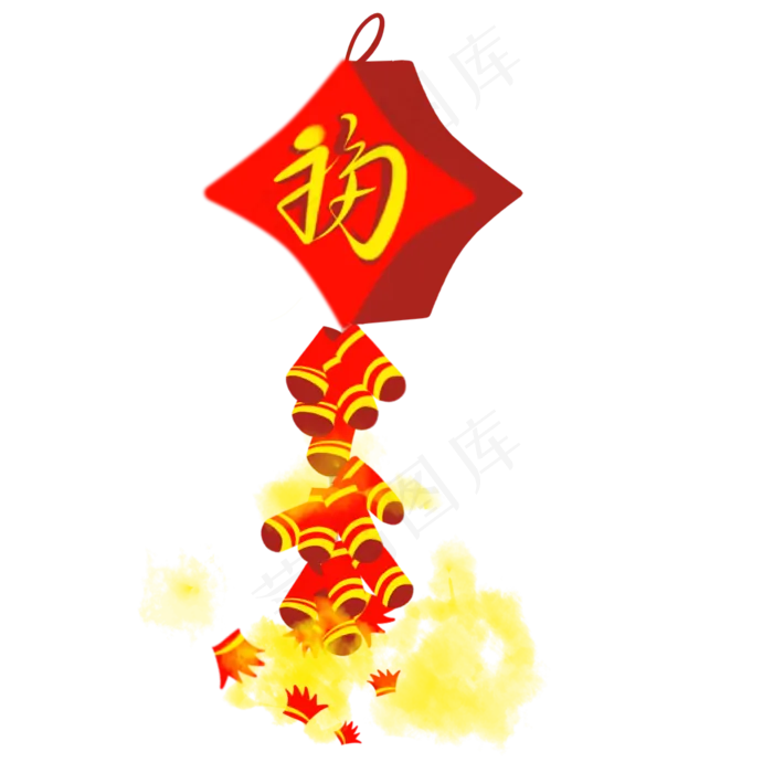 手绘红色喜庆鞭炮,免抠元素(2000X2000(DPI:300))psd模版下载