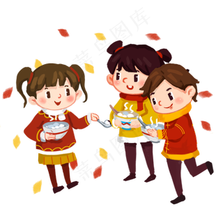 元宵节吃元宵欢乐开心孩子们分享,免抠元素