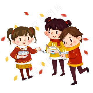 元宵节吃元宵欢乐开心孩子们分享,免抠元素