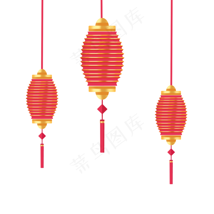 新年立体灯笼装饰,免抠元素(2048X2048(DPI:300))psd模版下载
