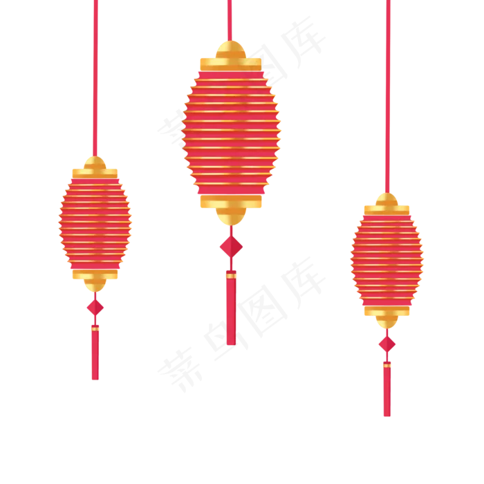 新年立体灯笼装饰,免抠元素(2048X2048(DPI:300))psd模版下载