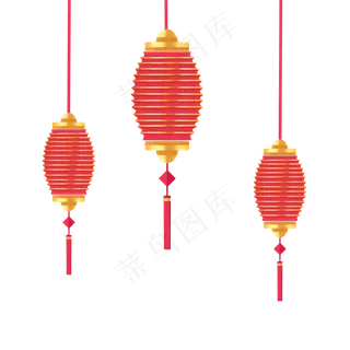 新年立体灯笼装饰,免抠元素