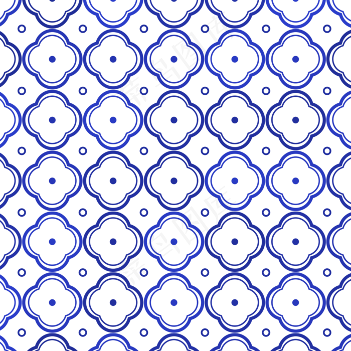 青花瓷四瓣花纹样(2000X2000(DPI:300))psd模版下载