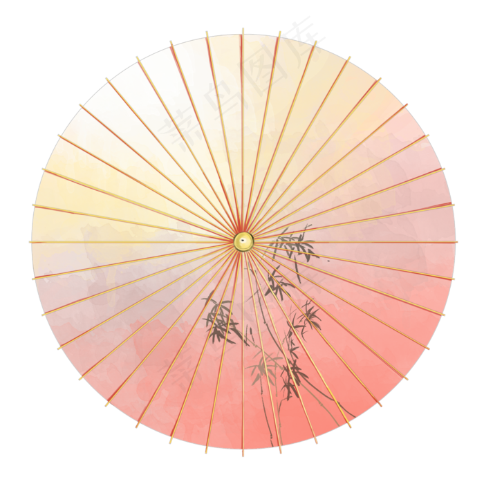 粉色水彩油纸伞