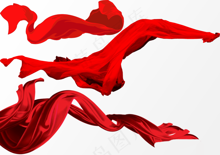 红色飘带绸缎,免抠元素