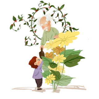 重阳节组合元素关爱老人,免抠元素