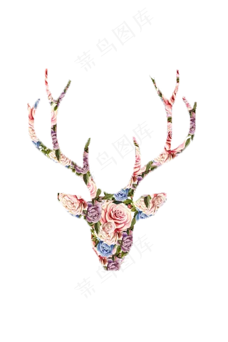 创意简约花物语麋鹿素材