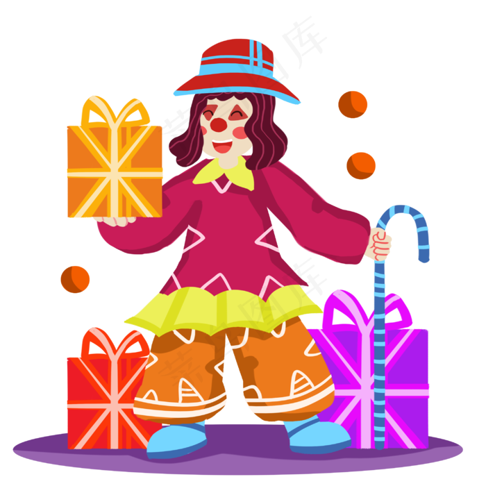 愚人节送礼物的小丑人物,免抠元素