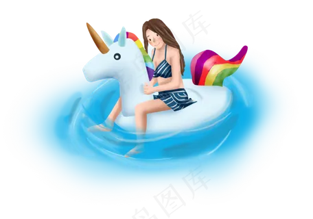 大暑水里游泳的女孩