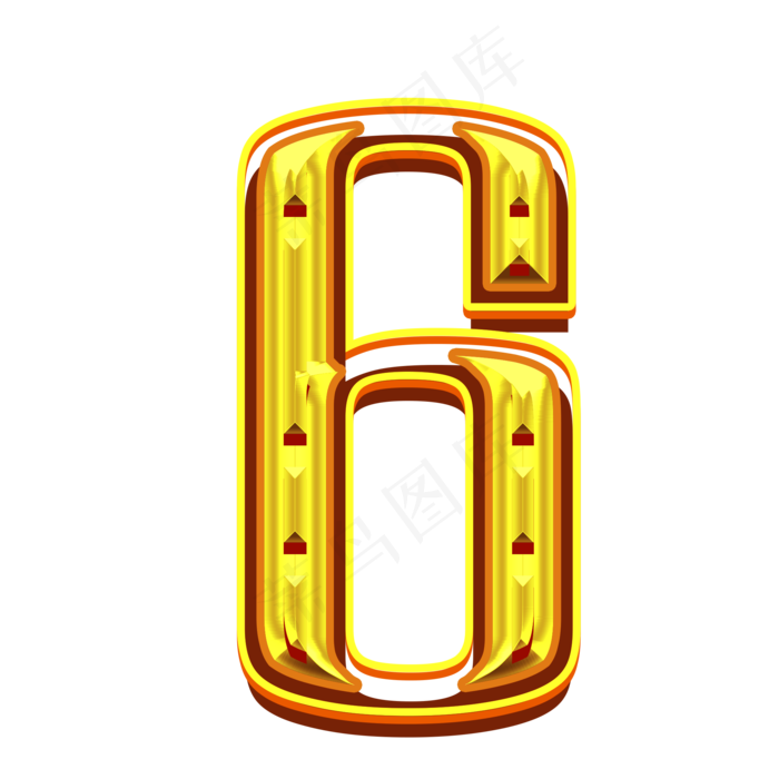 金红浮雕倒计时数字6