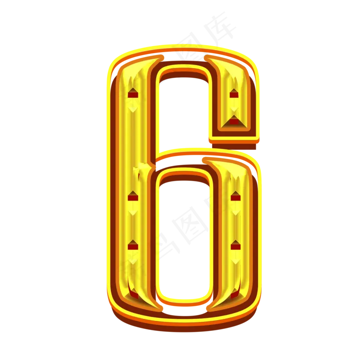金红浮雕倒计时数字6(2000X2000(DPI:300))psd模版下载