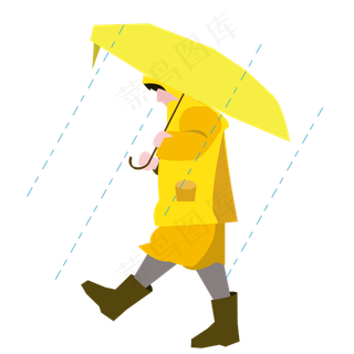 黄色雨衣雨水节气元素,免抠元素