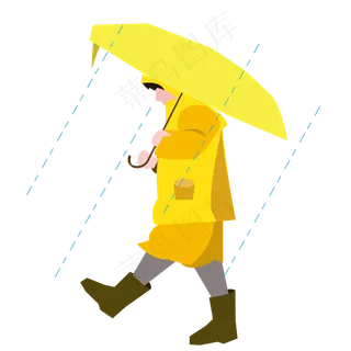 黄色雨衣雨水节气元素,免抠元素