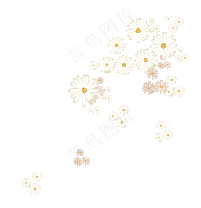 白色落花撒花元素,免抠元素(2000*2065px 300 dpi )psd模版下载