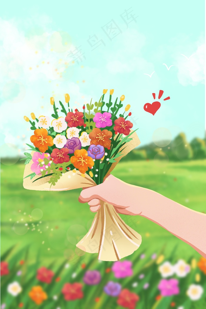 春分春天春暖花开手捧花(3545*5315px 300 dpi )psd模版下载