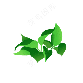 手绘绿叶商用素材
