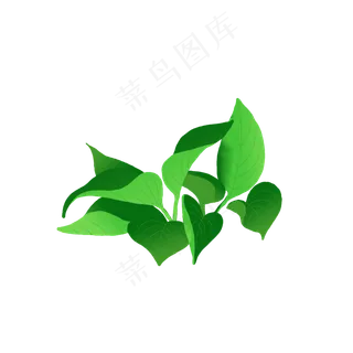 手绘绿叶商用素材
