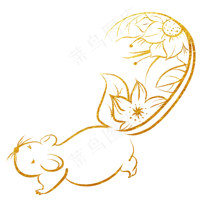 烫金中国风鼠年新春,免抠元素(2048*2048px 300 dpi )ai矢量模版下载