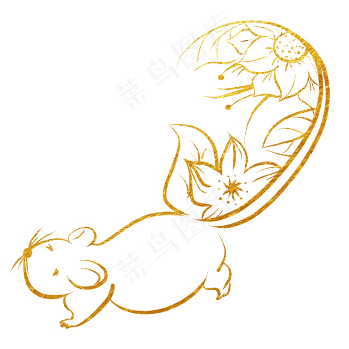 烫金中国风鼠年新春,免抠元素(2048*2048px 300 dpi )ai矢量模版下载