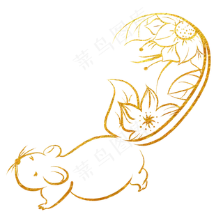 烫金中国风鼠年新春,免抠元素