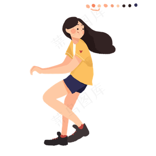 彩色扁平化舞蹈运动元素,免抠元素