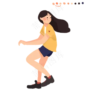 彩色扁平化舞蹈运动元素,免抠元素