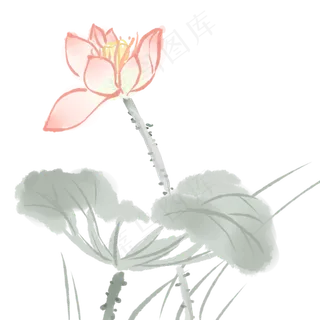 中国风古典水墨风格荷花