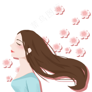 女神节清新女神卡通人物,免抠元素