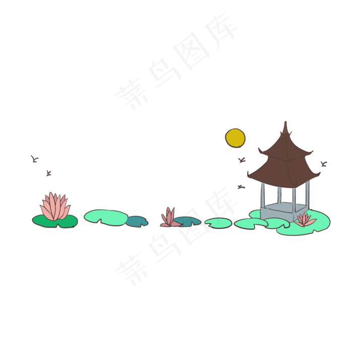 卡通美景分割线插画