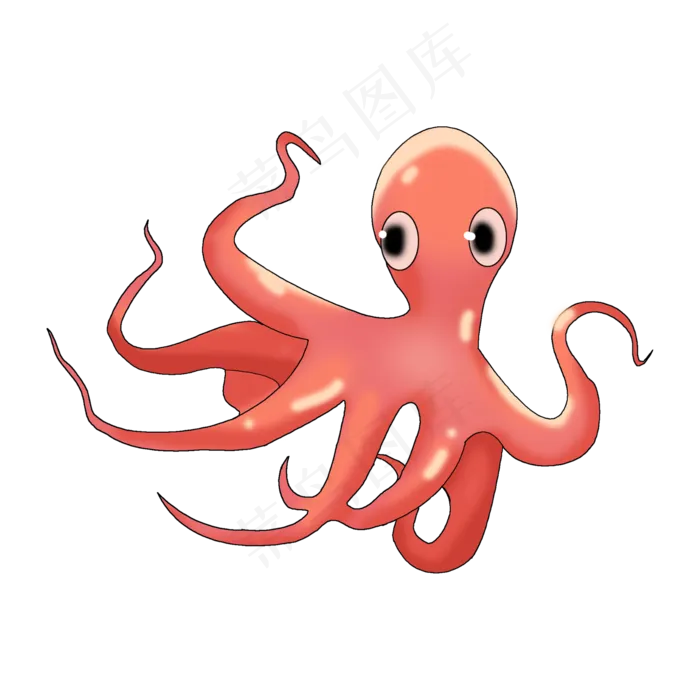 手绘卡通海鲜海洋生物章鱼,免抠元素