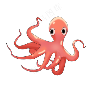 手绘卡通海鲜海洋生物章鱼,免抠元素