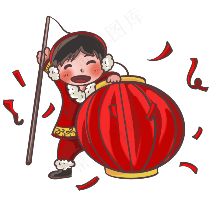 拿灯笼的小男孩,免抠元素(2000X2000(DPI:300))psd模版下载