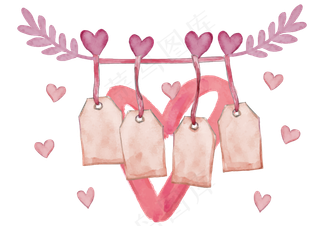 粉色带在树枝上的促销标牌